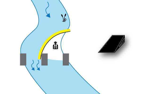 batardeaux-pile-pont-riviere-water-gate-megasecureurope Fluss Kofferdamm auf Brücke Pier