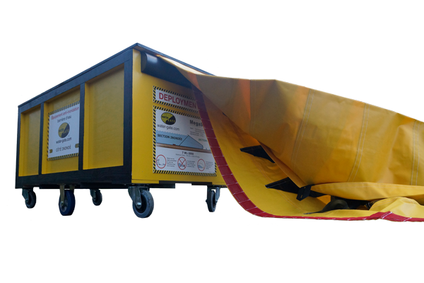 caisson-deploiement-rapide-retention-pollution Löschwasserrückhalteelement auf Rollen